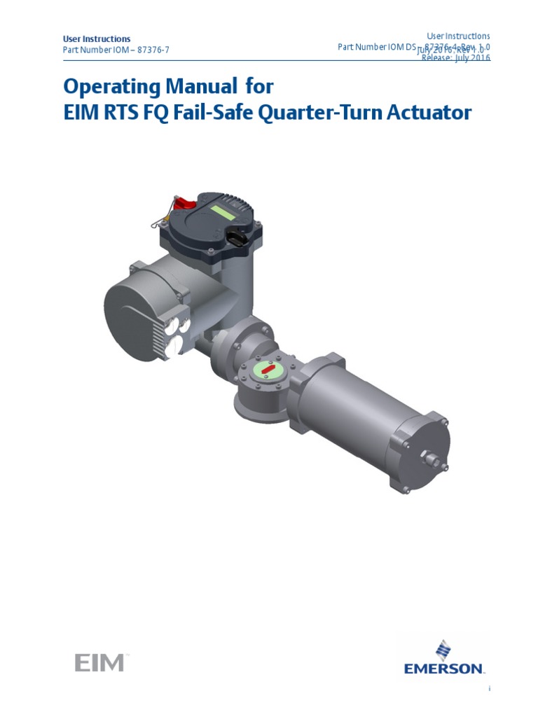 Operating Manual For EIM RTS FQ FailSafe QuarterTurn Actuator PDF