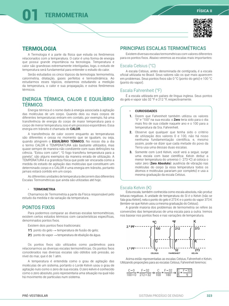 Termometria e Escalas de Temperatura | PDF | Temperatura | Celsius