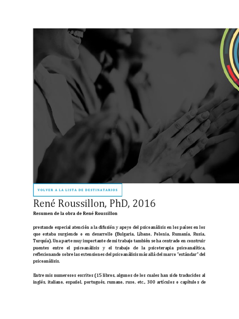 Aportes de René Roussillon al psicoanálisis | PDF | Psicoanálisis ...