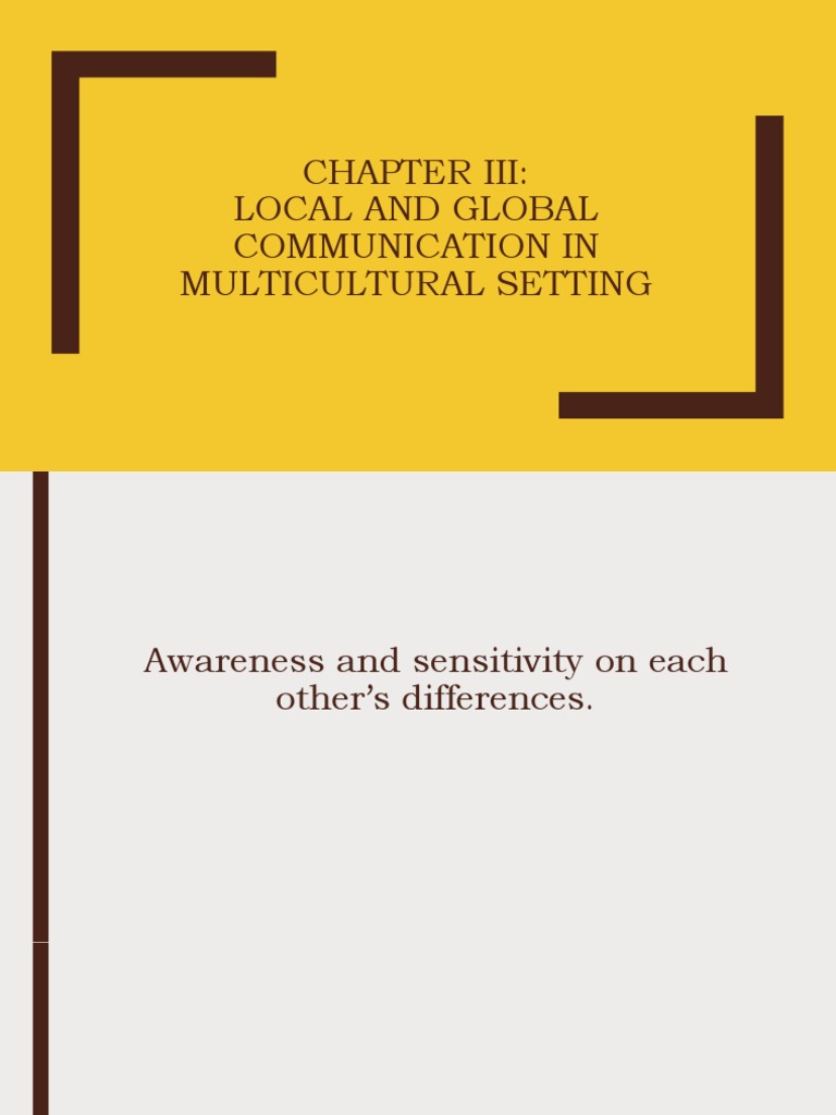 Local and Global Communication in Multicultural Setting (TINE REPORT ...