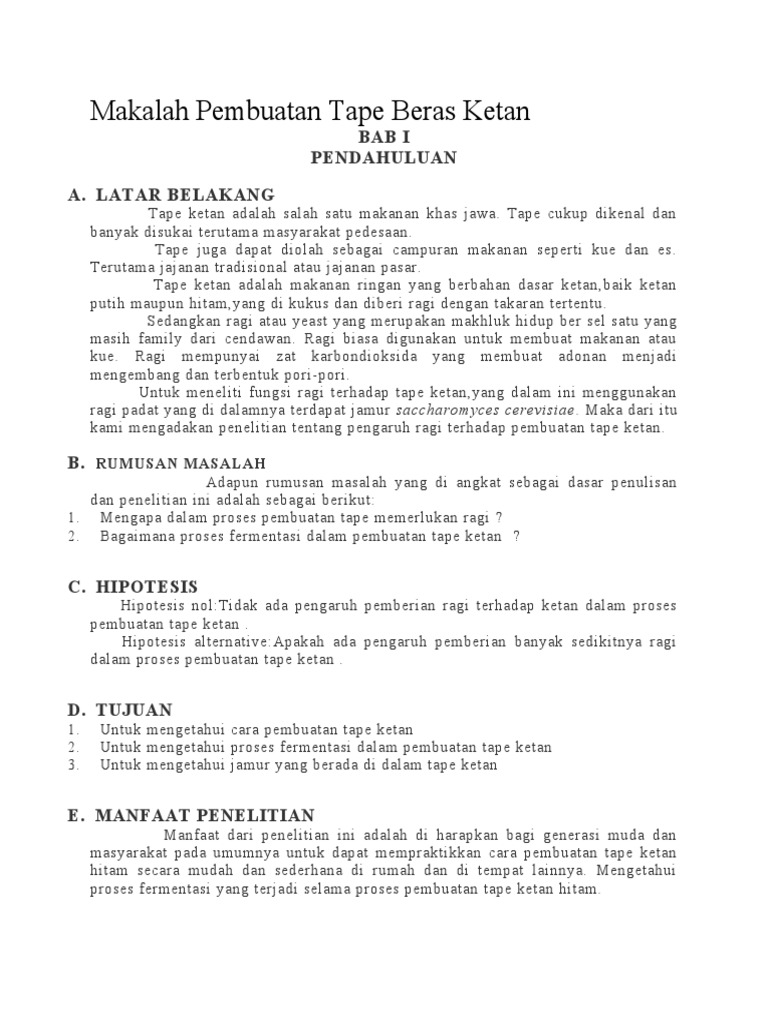Makalah Pembuatan Tape Beras Ketan | PDF