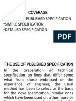Coverage - The Use of Published Specification - Simple Specification - Detailed Specification