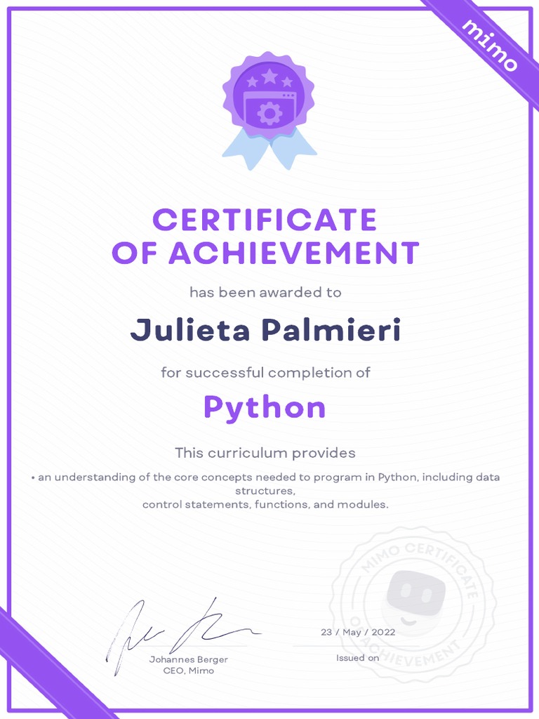 Python Certificate Mimo | PDF