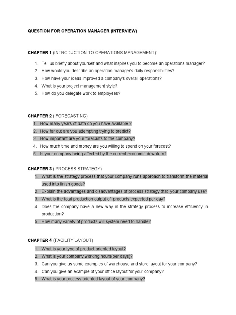 Operations Manager Interview Questions | PDF | Business