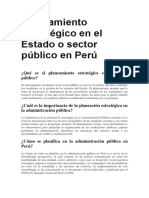 Planeamiento Estratégico en El Estado o Sector Público en Perú
