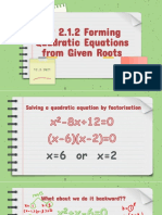 SP 2.1.2 Forming Quadratic Equations From Given Roots