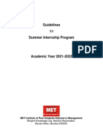 Guidelines for Summer Internship Program