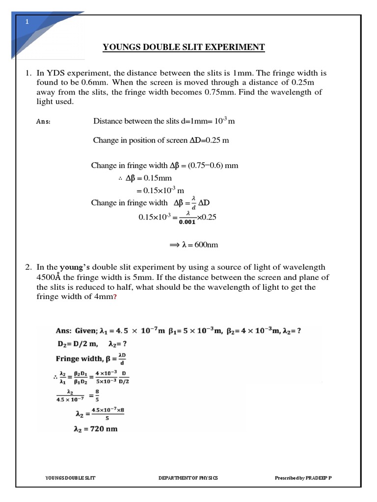 Young's Double Slit Experiment Analysis | PDF | Teaching Methods ...