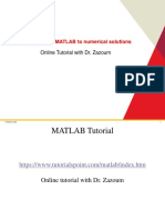 Application of MATLAB To Numerical Solutions: Online Tutorial With Dr. Zazoum