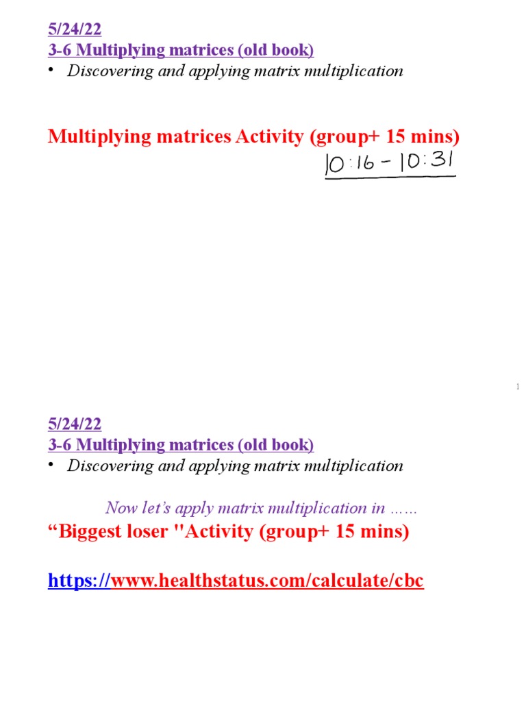 3-6 Multiplying Matrices (Old) | PDF