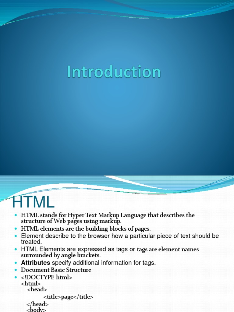 Introduction HTML and CSS | PDF | Html Element | Html