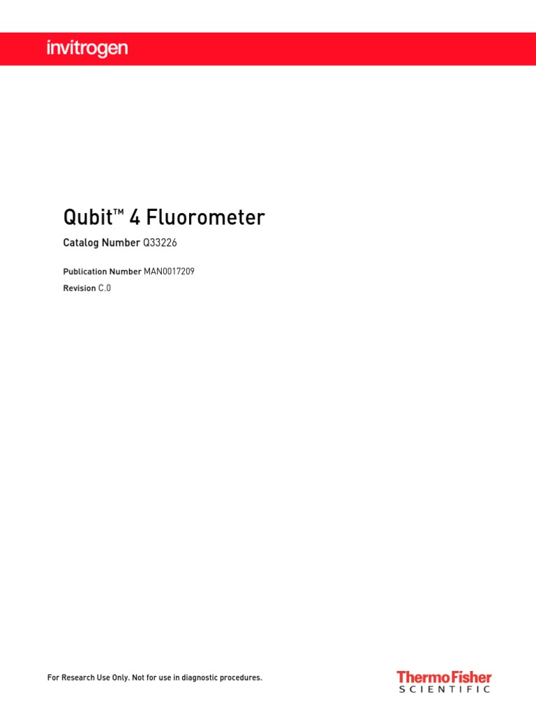 Qubit 4 Fluorometer Catalog Number Q33226 PDF Assay Usb