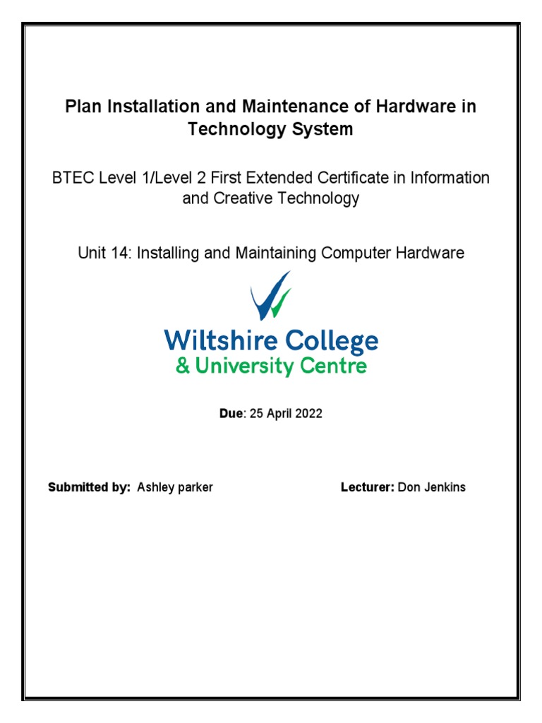 Hardware Upgrade Plan for North Wiltshire | PDF | Computer Hardware ...