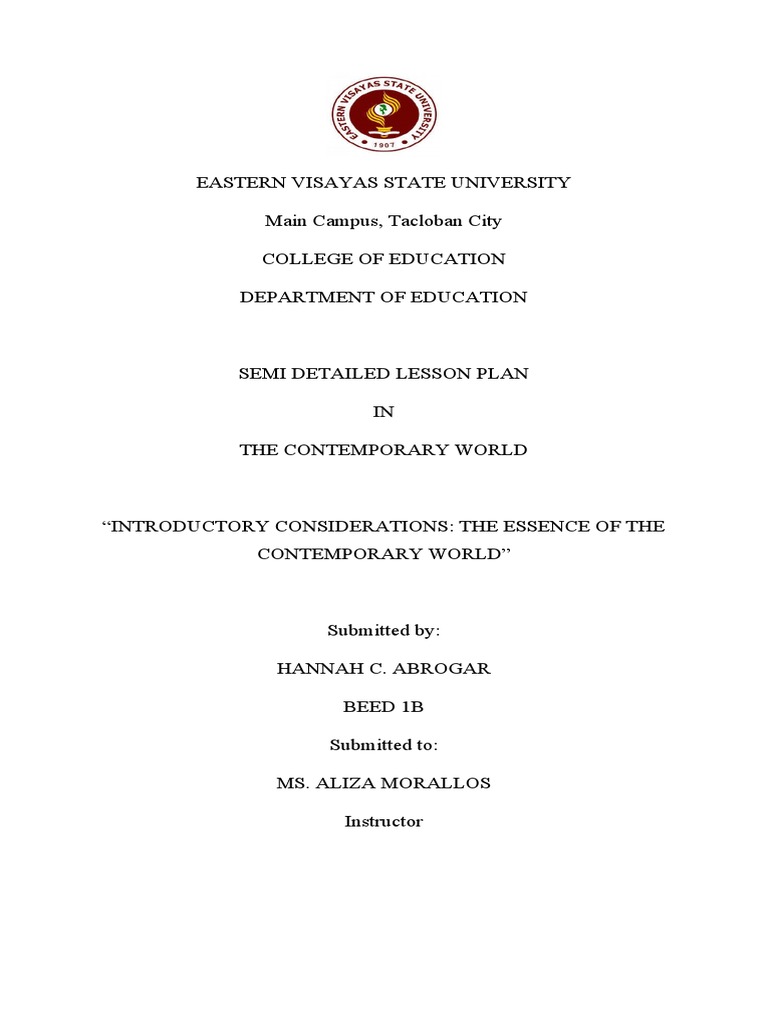 Lesson Plan Pdf Globalization Lesson Plan