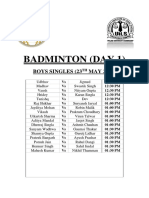 Badminton (Day 1) Singles