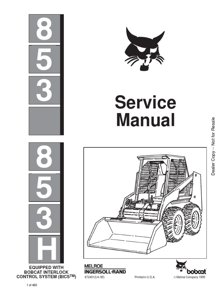 Service Manual Equipped With Bobcat Interlock Control System (Bics) PDF Loader (Equipment