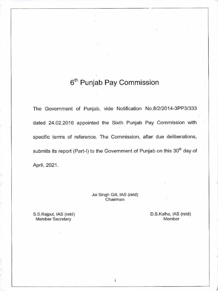 Sixth Punjab Pay Commission Complete Report Final | PDF | Employment ...