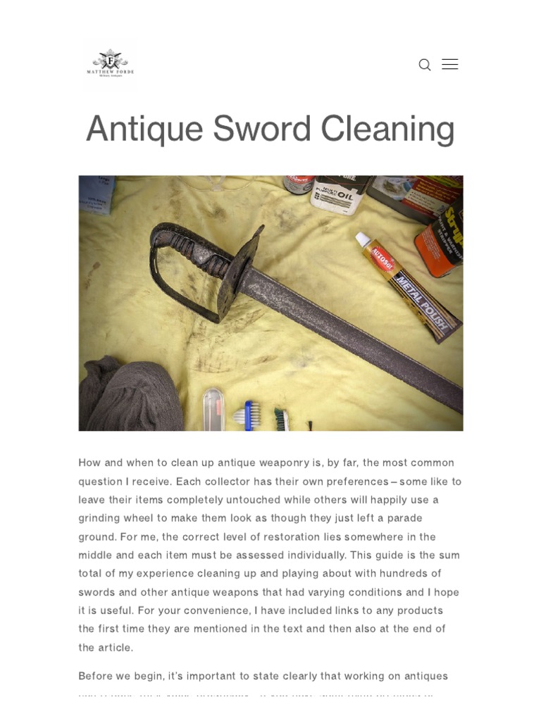 Antique Sword Cleaning - Forde Military Antiques | PDF | Sword | Rust