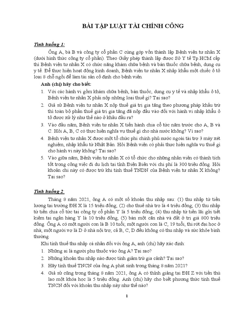 Bai Tap Luat TCC 02-2022 | PDF