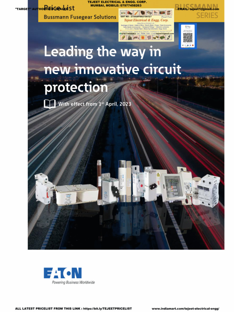 Eaton Bussmann Fuse Link Price List Wef 01032022 PDF Fuse