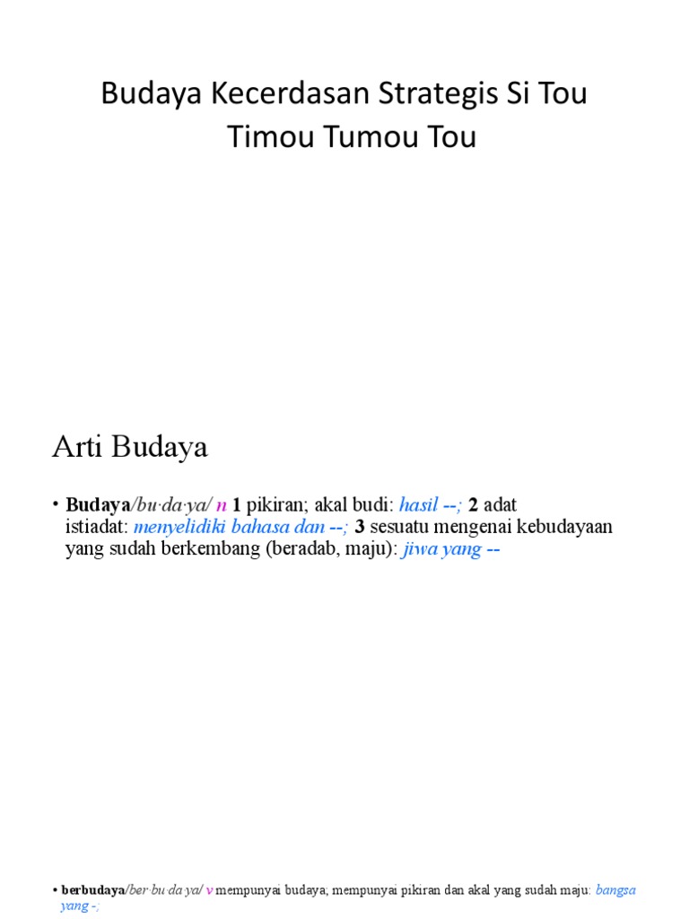 Budaya Kecerdasan Strategis Si Tou Timou Tumou Tou (Recovered) | PDF