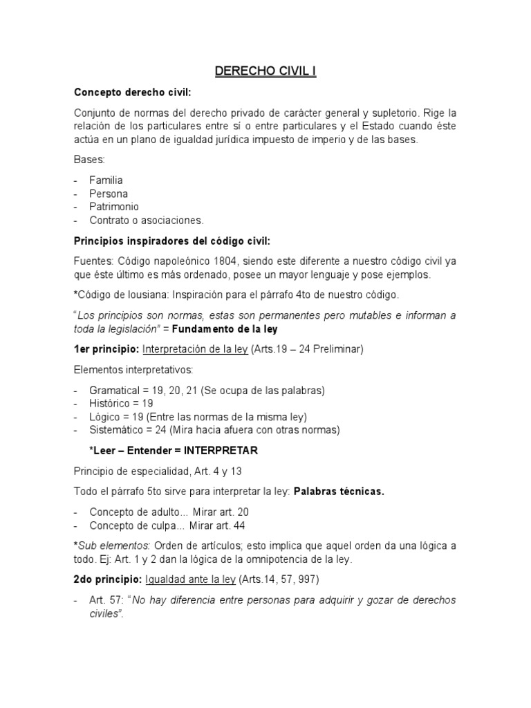 Principios del Derecho Civil y Bienes | PDF | Intención (Derecho Penal ...