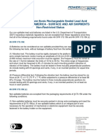 Shipment of Non-Spillable Lead Acid Batteries Surface and Air