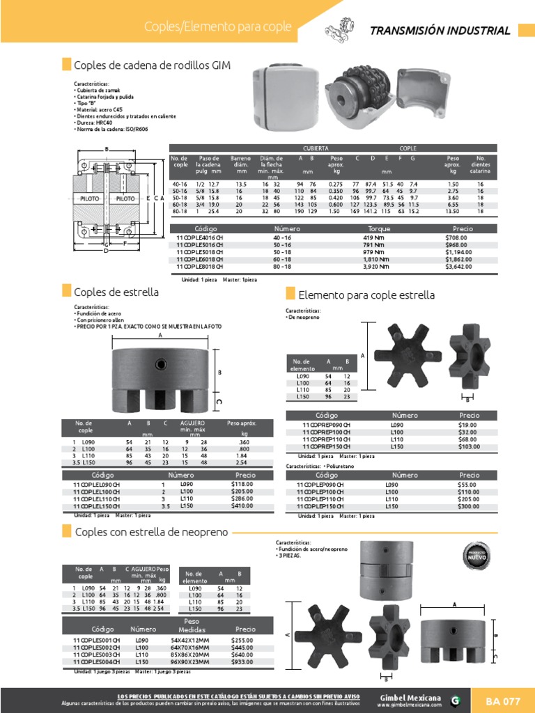 Catálogo de Coples Estrella y Accesorios | PDF | Materiales