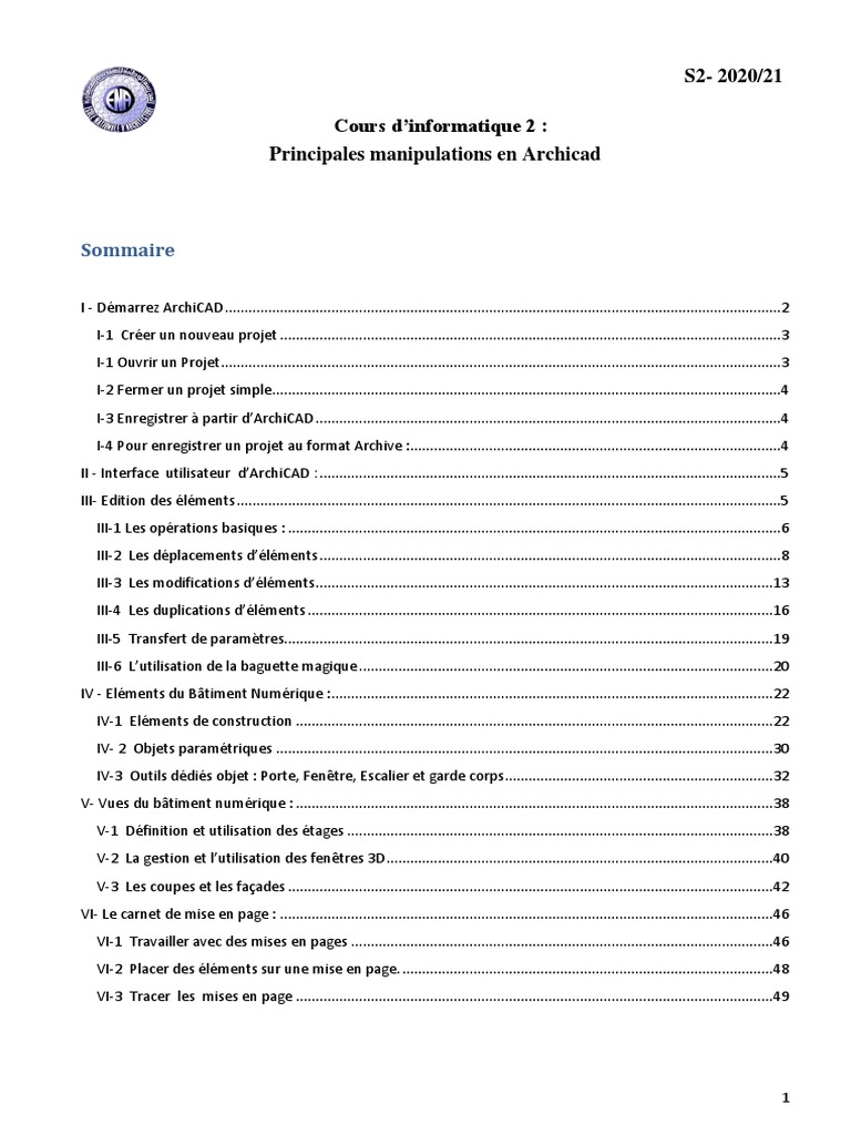 Guide des manipulations Archicad 22 | PDF | Mur | Toit
