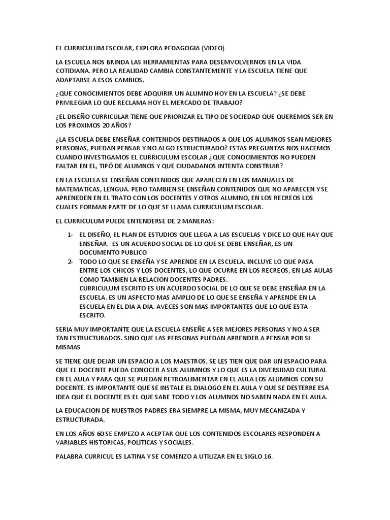 El Futuro del Curriculum Escolar | PDF | Plan de estudios | Teoría de ...
