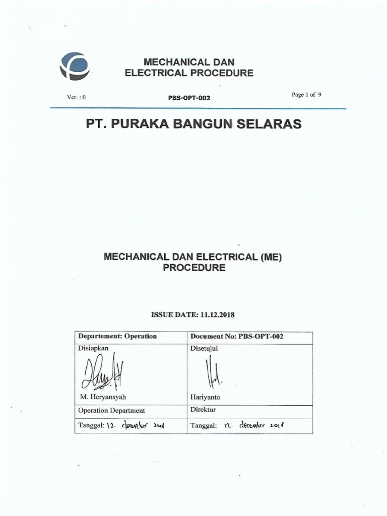 Mechanical Dan Electrical Me Procedure Pdf