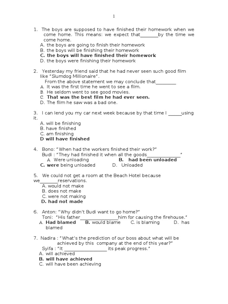 Kunci Jawaban Soal Grammar