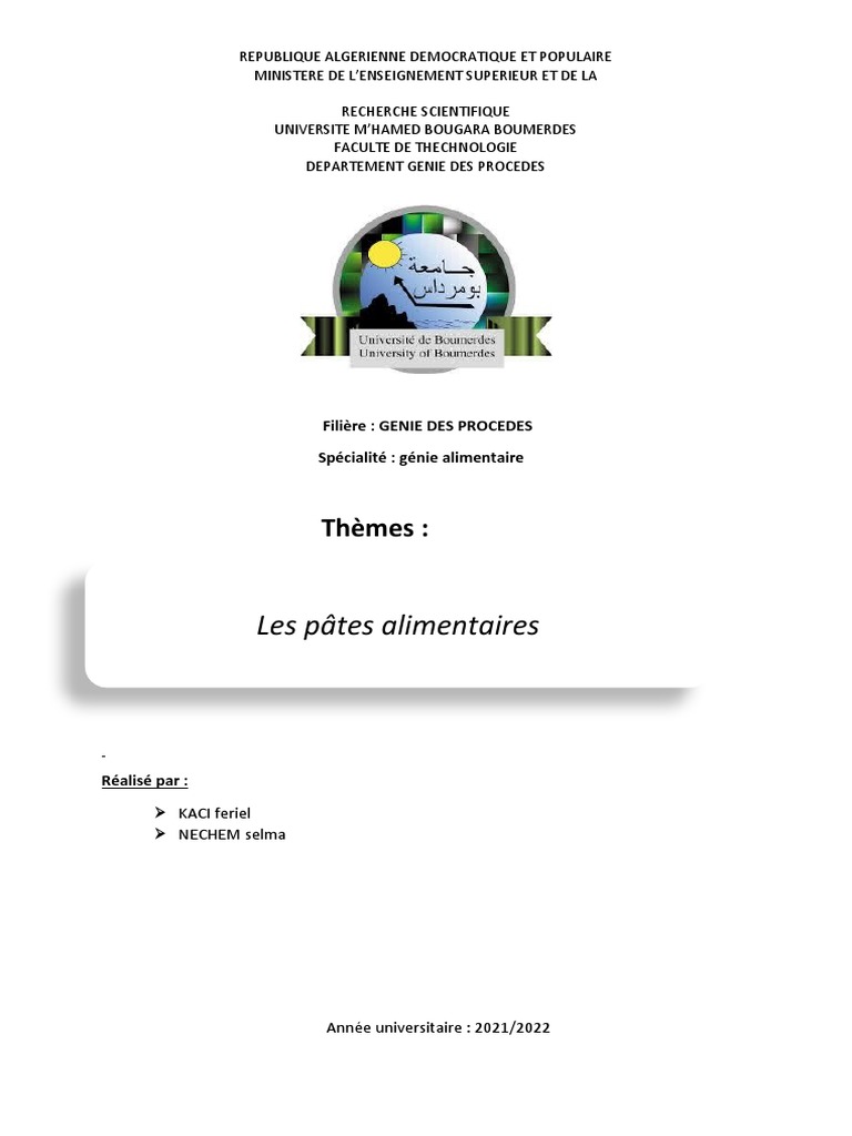Les Pâtes Alimentaires : Types et Fabrication | PDF | Pâtes | Gluten