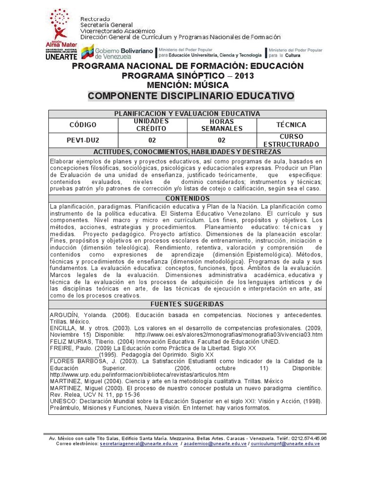 Pev1-Du2 Planificacion y Evaluacion Educativa | PDF | Evaluación | Plan ...