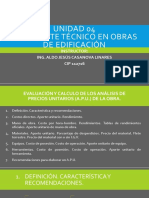 UNIDAD 04 - Evaluación y Calculo de Los Análisis de Precios Unitarios (a.p.u.) de La Obra