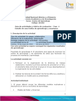 Guía de Actividades y Rúbrica de Evaluación - Unidad 3 - Fase 4 - Estudio de Caso Estilos de Aprendizaje y Enseñanza