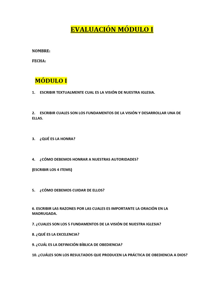 Cuestionario Anexado Módulos II - II | PDF