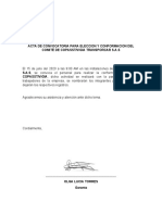 Acta de Convocatoria para Eleccion y Conformacion Del Comité de Copasst