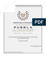 Ley de Obra Publica Y Servicios Relacionados Con La Misma para El Estado de Puebla 22 Septiembre 2021