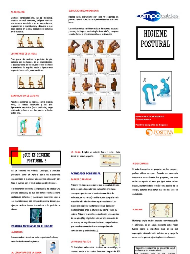 Higiene postural: Ejercicios y consejos para evitar dolores | PDF