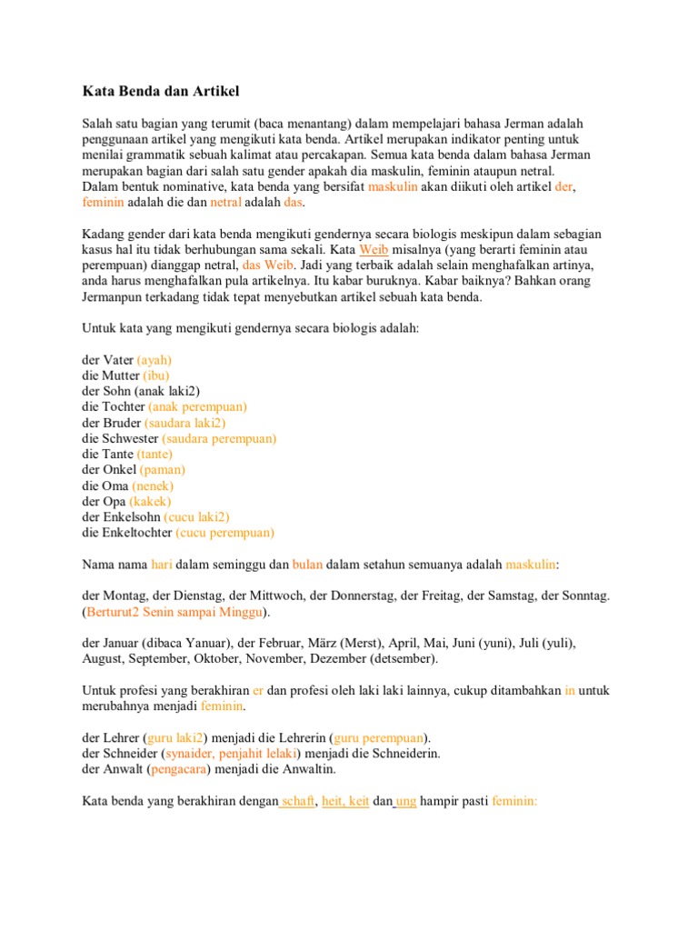 Kata Benda Dan Artikel