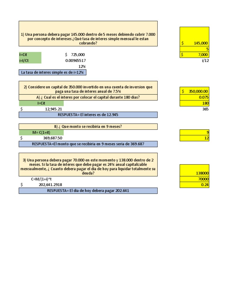 Taller Matematica Financiera | PDF | Interés | Tasas de interés