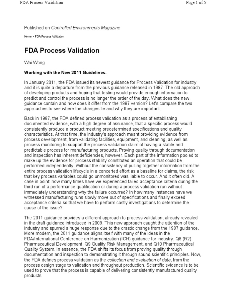 Why Did Fda Change Their Guideline On Process Validation? – IQGP