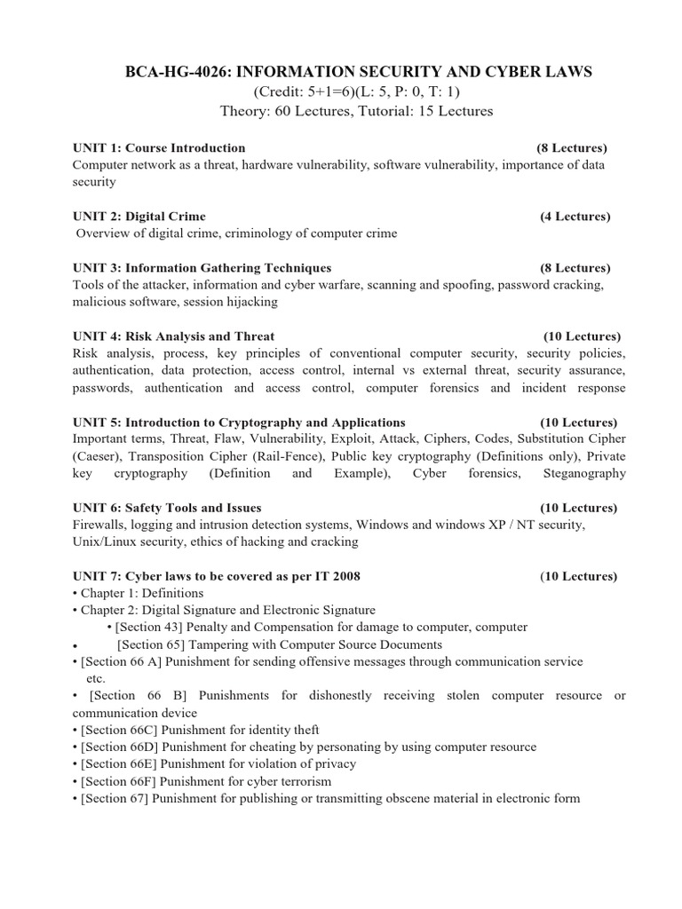Information Security and Cyber Laws | PDF | Computer Security | Security