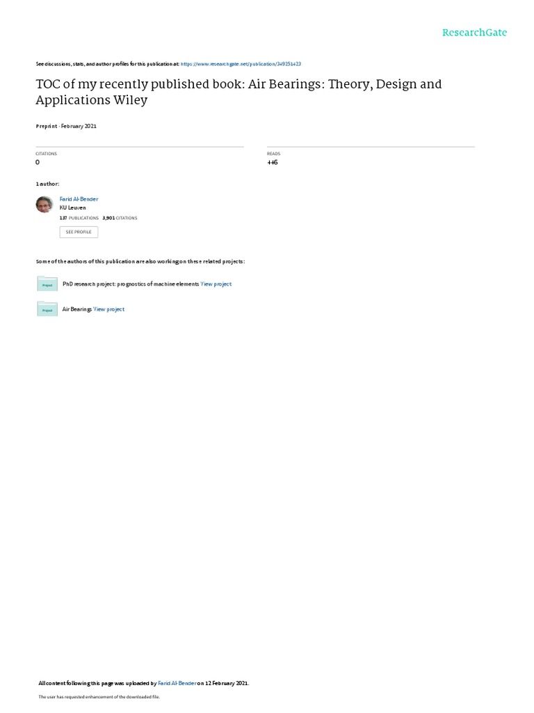 Theory, Design and Applications of Air Bearings A Review of the Key Concepts Covered in Farid
