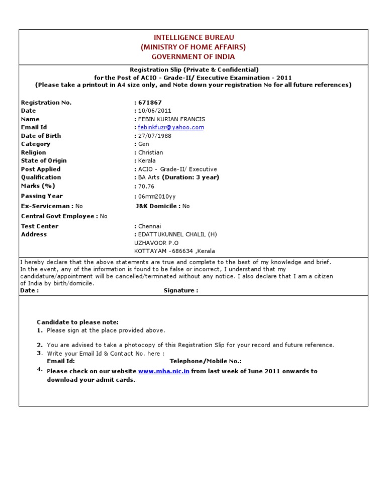 Reg Slip | PDF