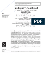 Apreliminary Evaluation of Metadata Records Machine Translation