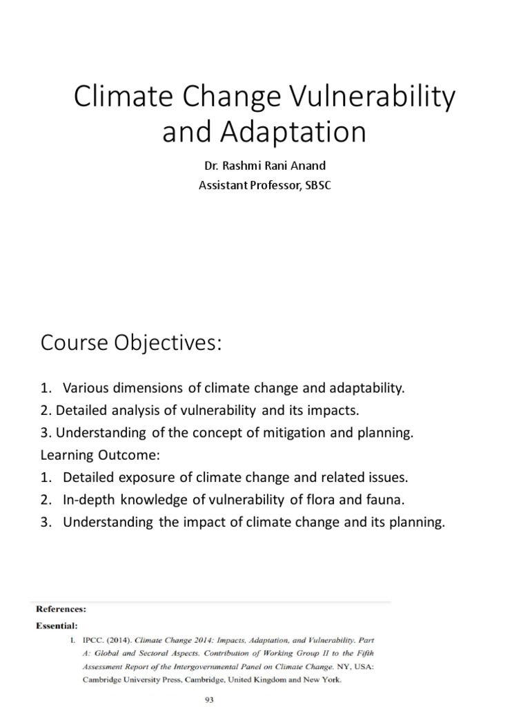 Climate Change Vulnerability and Adaptation | PDF | Climate Change ...