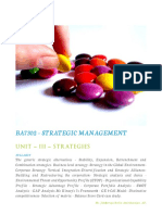 Ba7302 - Strategic Management: Unit - Iii - Strategies
