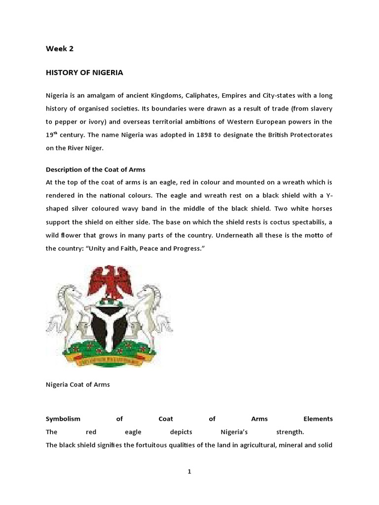 Week 2 History of Nigeria Description of The Coat of Arms PDF